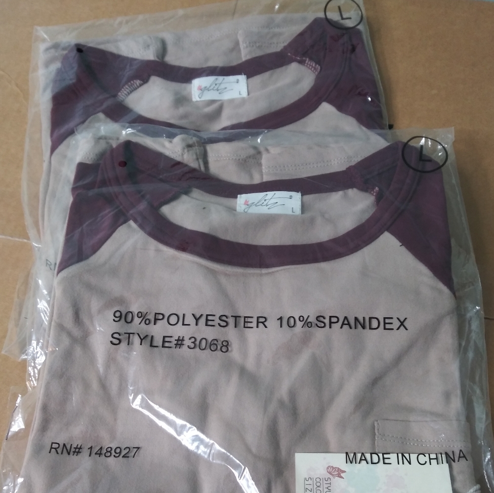 2 Glitz 3/4 Sleeve Pocket T-Shirts